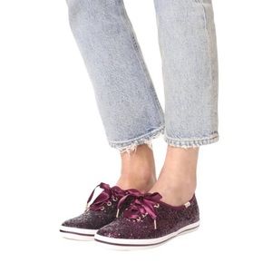 Keds for Kate Spade New York Glitter Sneaker Black Cherry Size 9.5  NEW